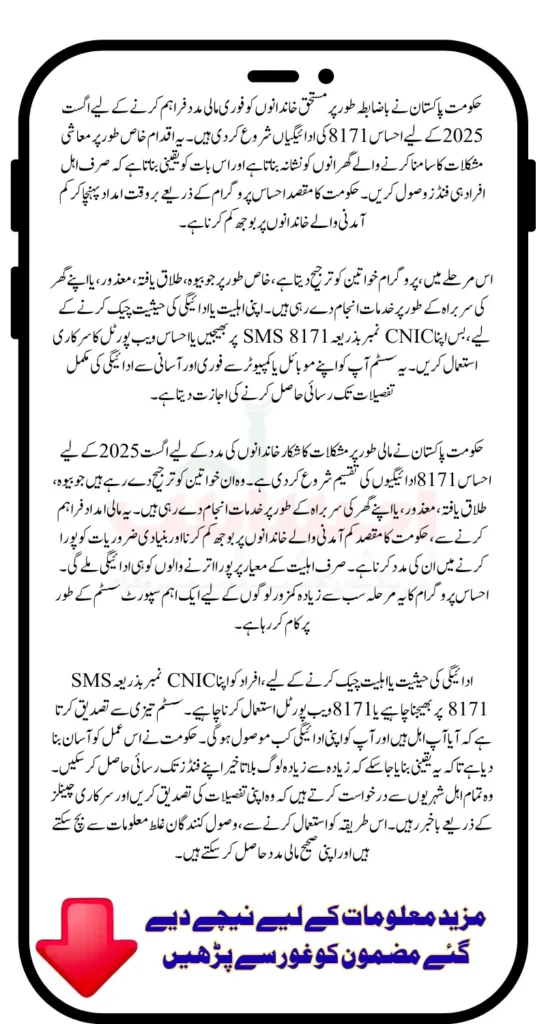 Ehsaas 8171 Program Payment November 2025 Complete Details for Eligibility And Verification