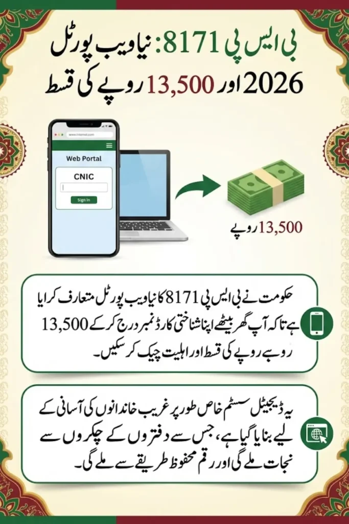 BISP 8171 New Web Portal 2026 – CNIC Check, Rs. 13,500 Payment, Eligibility, and Registration Guide