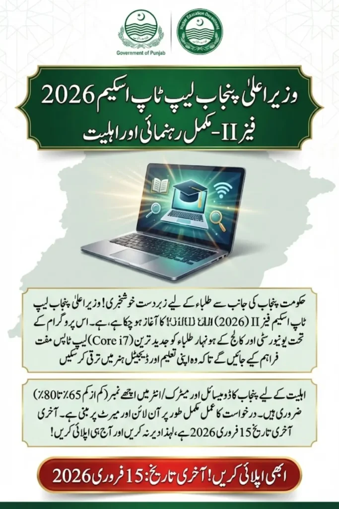 CM Punjab Laptop Program Phase II 2026 – Complete Guide to Eligibility, Application Process, and Benefits