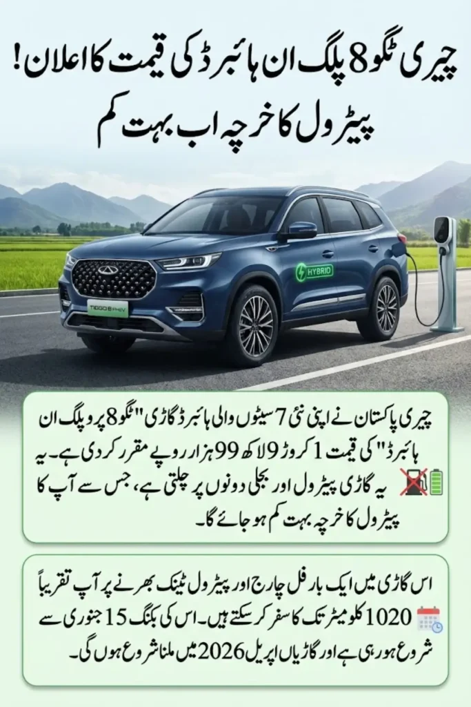 Chery Tiggo 8 PHEV Price in Pakistan Announced – Features, Booking Details, and Delivery Timeline