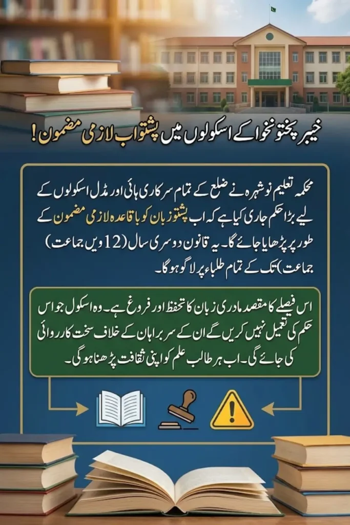 Pashto Subject Made Mandatory in KP Schools: Nowshera DEO Issues Compliance Notice