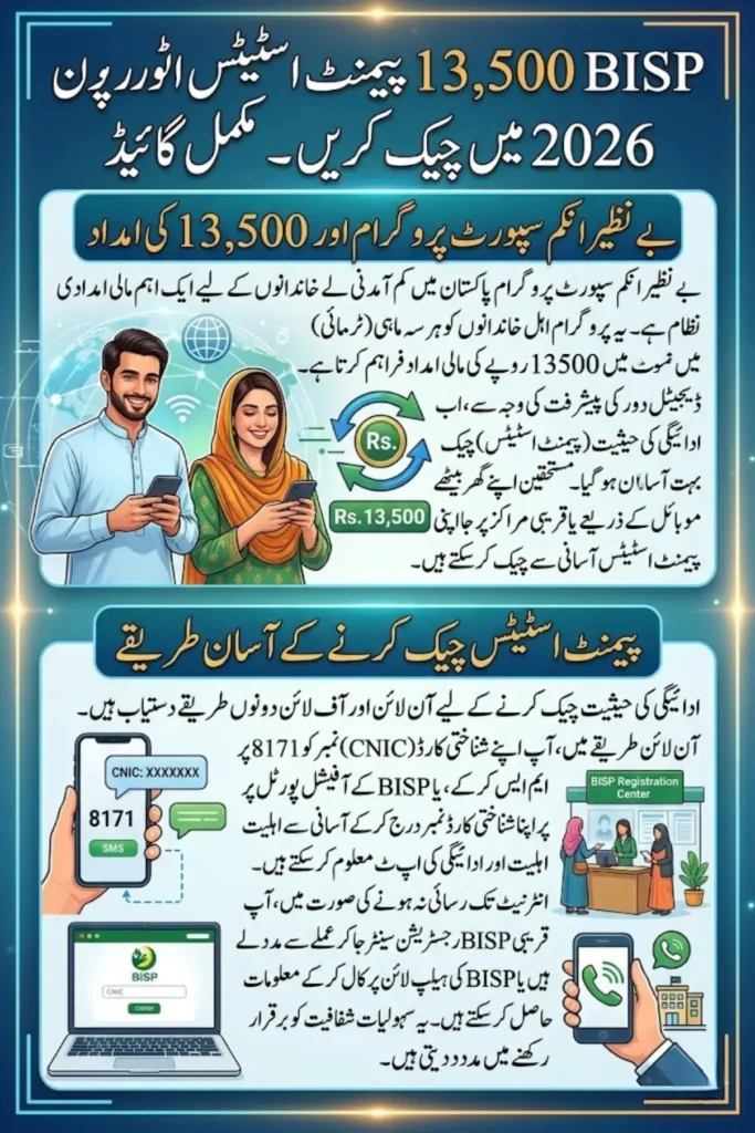 BISP 13500 Payment Status In 2026 – Online and Offline Check Method, Eligibility Updates and Payment Collection Guide