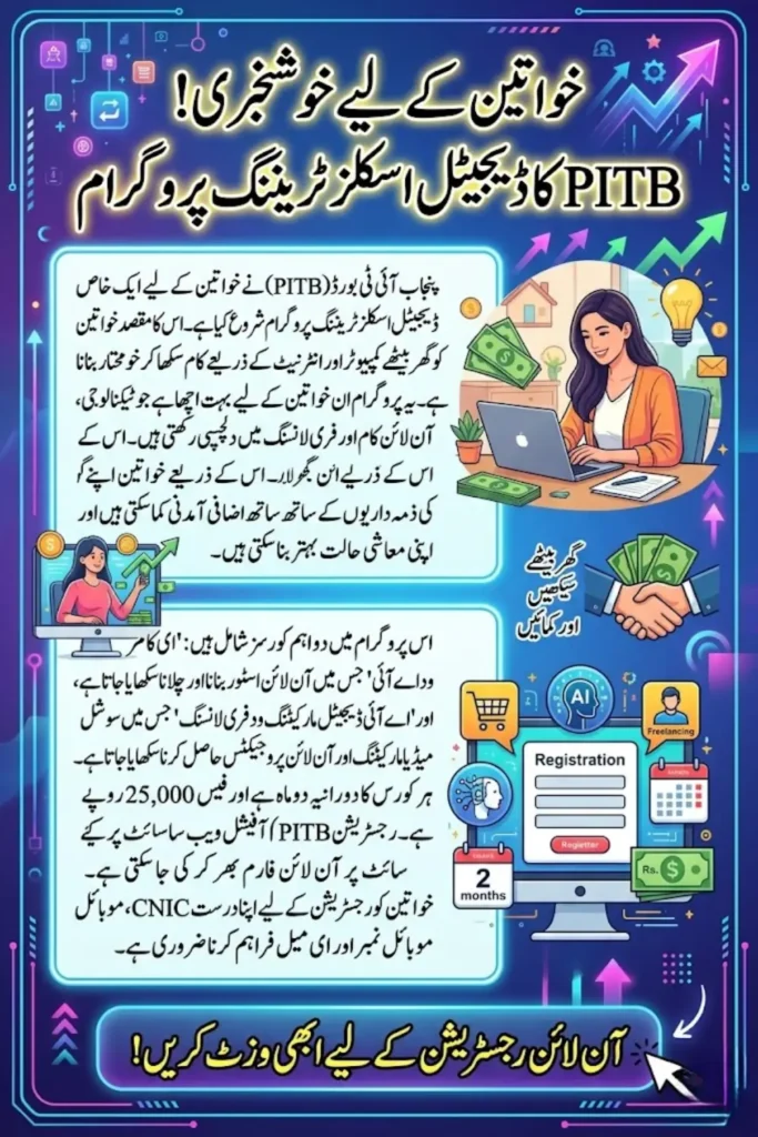 PITB Women Digital Skills Training Program 2026 – Online Registration, Courses, Fee and Career Benefits Guide