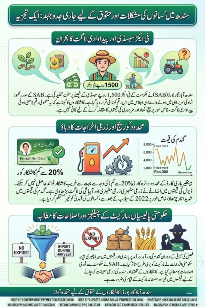 Sindh Farmers Subsidy Issue: SAB Criticizes Rs1,500 Per Acre Support Amid Rising Costs